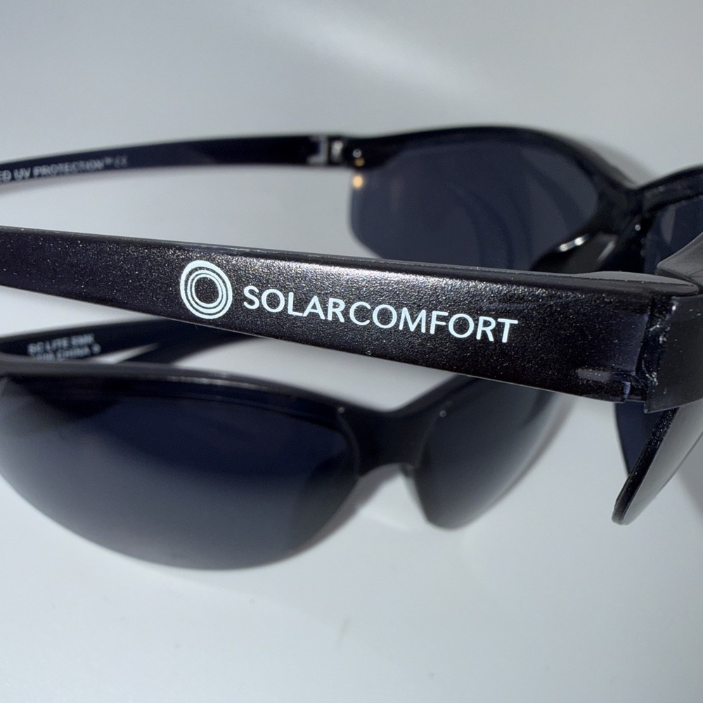 Lot of 2 Authentic Solar Comfort Polycarbonate Sunglasses- 6706 UV Wrap Black - Picture 9 of 13